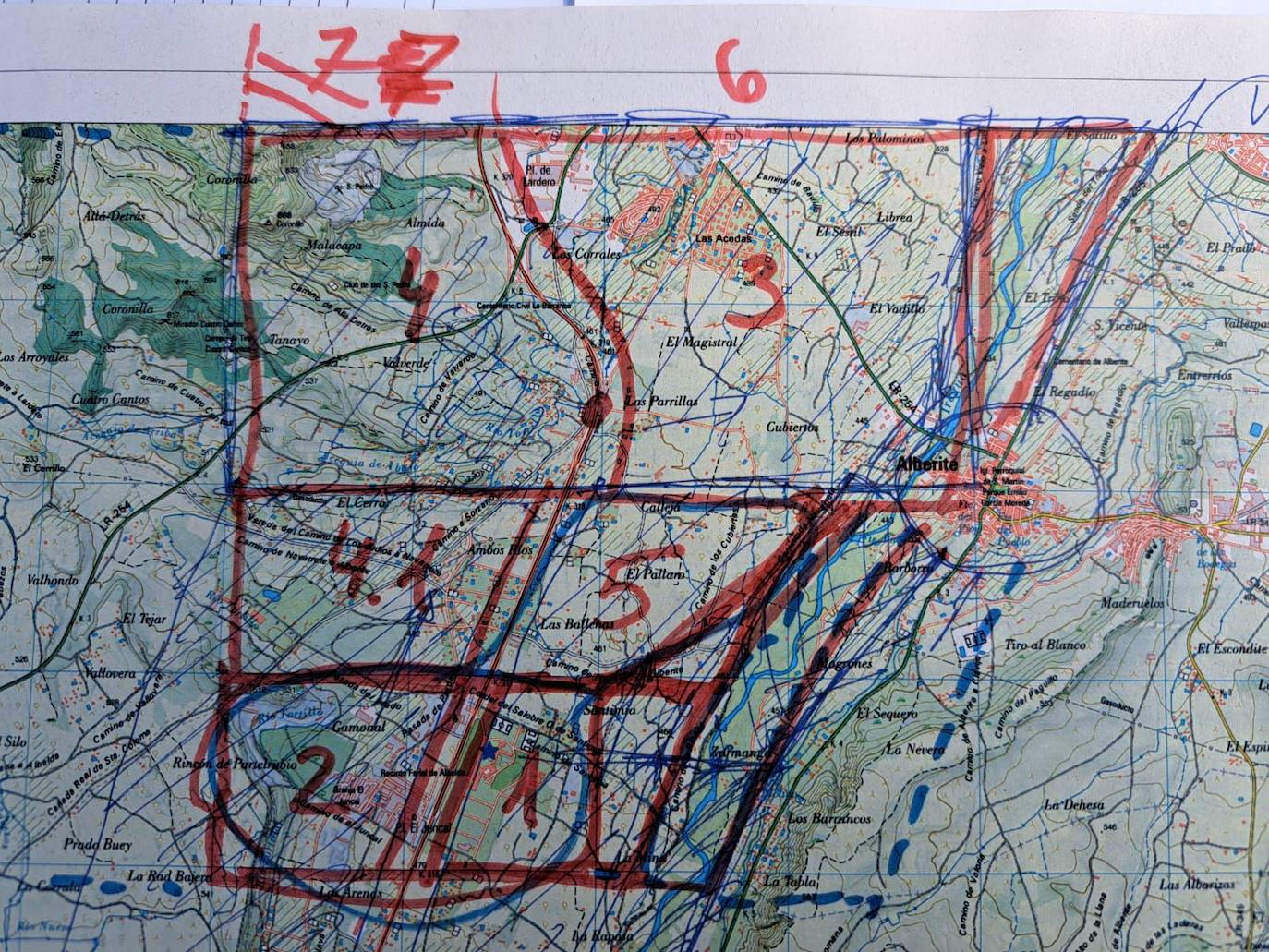 Mapa de la distribución para la búsqueda facilitado por la Guardia Civil.