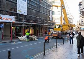 Obras en la calle Sagasta de Logroño.