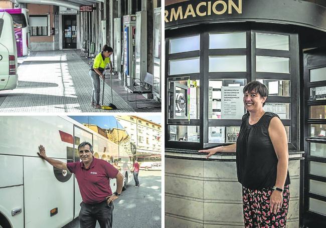 Malika Amaray, José Antonio Martínez y Mónica Rodríguez en sus puestos de trabajo.