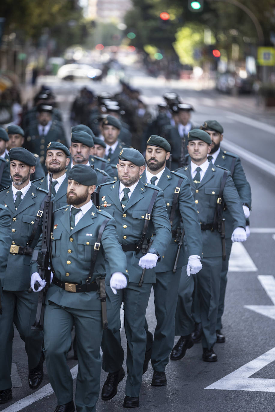 El izado de la bandera en el centro de Logroño