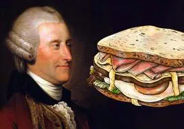 Retrato del cuarto conde de Sandwich (ca. 1764) acompañado de un sándwich.