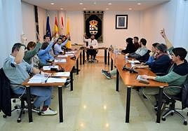 Los concejales de Vox, a la izquierda, y de PR+EV, a la derecha, votan a favor de los presupuestos del P