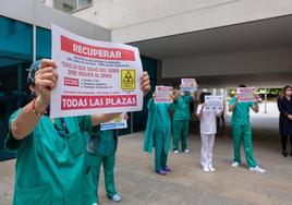 Imagen de una de las protestas de 2021 reclamando la internalización de Radiología para la sanidad pública.