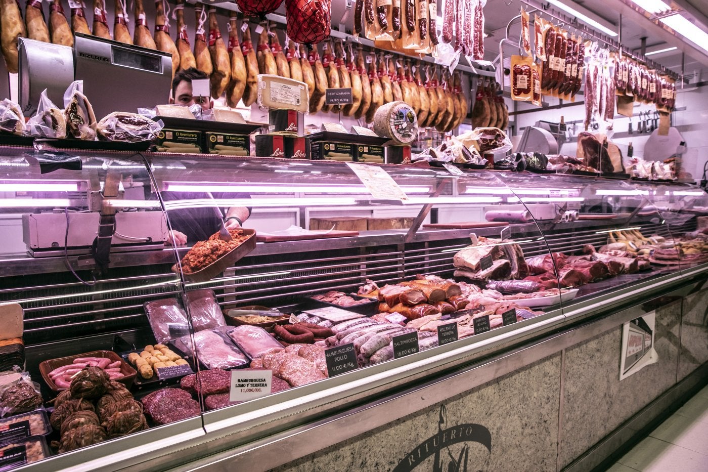 Imagen captada en la tarde de ayer en la Carnicería Rituerto, ubicada en el Mercado del Corregidor de Logroño. 