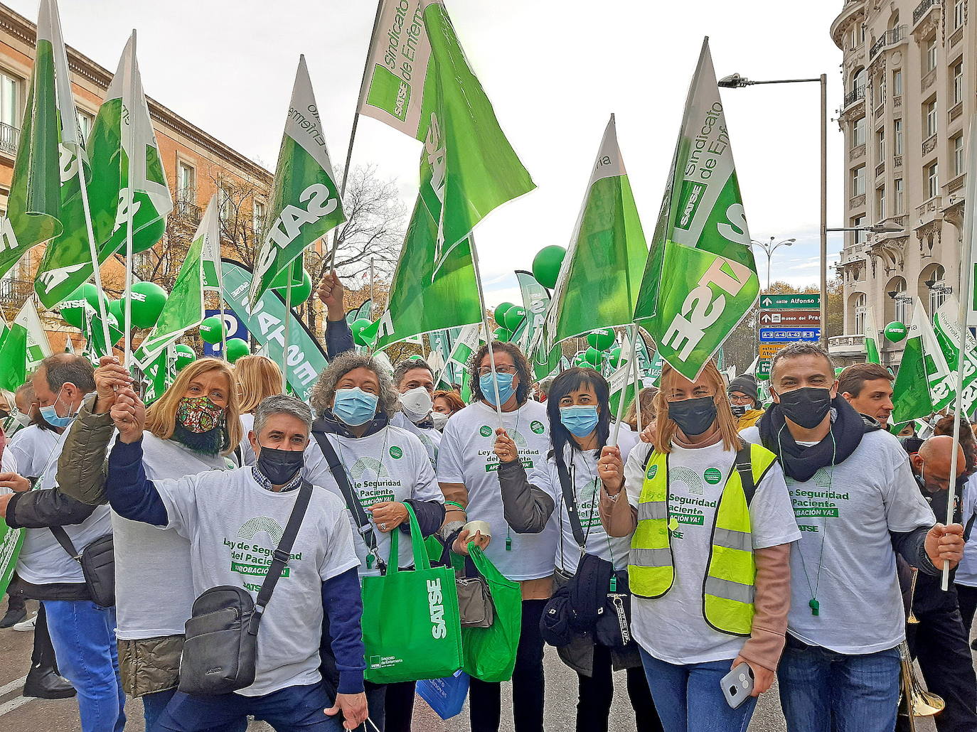 Miembros de SATSE que se movilizaron en Madrid en 2021. 