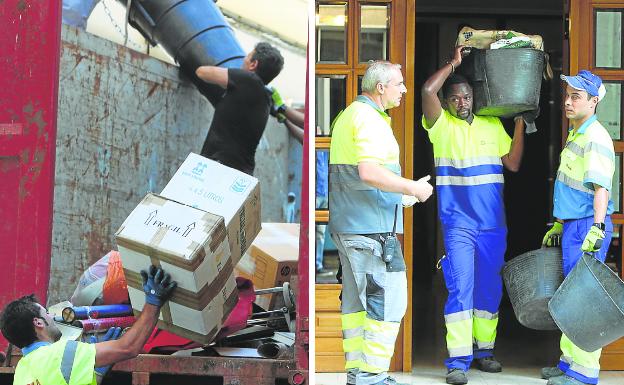 La limpieza del piso se prolongó dos días y extrajeron 30 toneladas. 