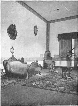 Imagen del dormitorio real donde pernoctó Alfonso XIII. 