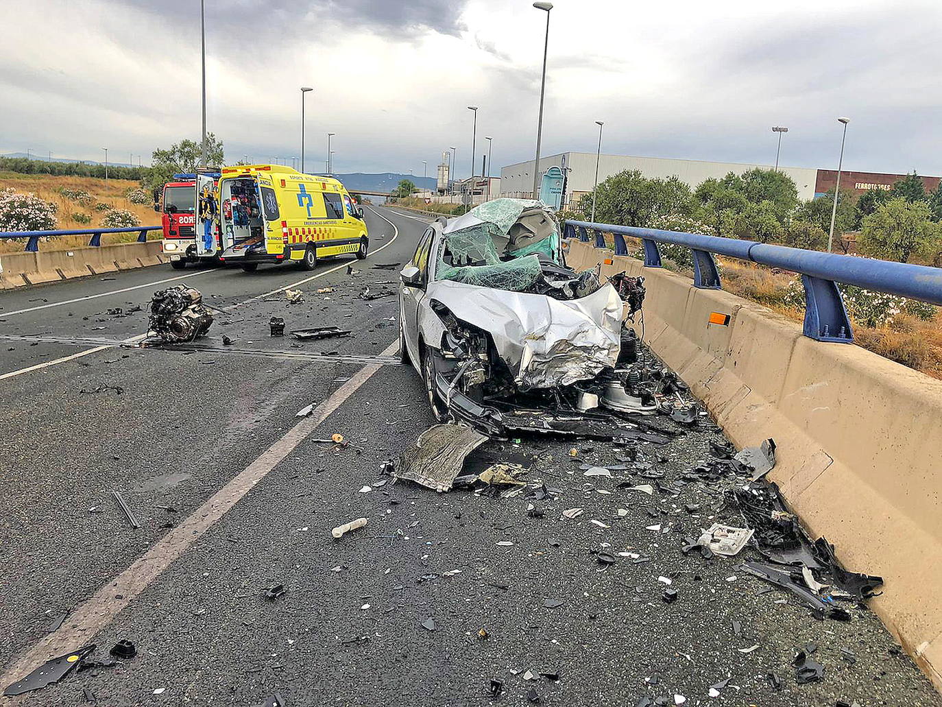 Accidente ocurrido en un tramo de la N-232 en Alfaro, uno de los puntos más peligrosos de la red viaria riojana. 