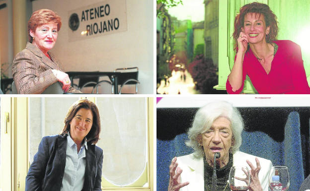 Rosa Herreros, presidenta de 1986 a 2002; María José Marrodán, tras su elección en 2002; Piedad Valverde, presidenta entre 2008 y 2016; y Ana María Matute, en una de sus visitas a la casa. . 