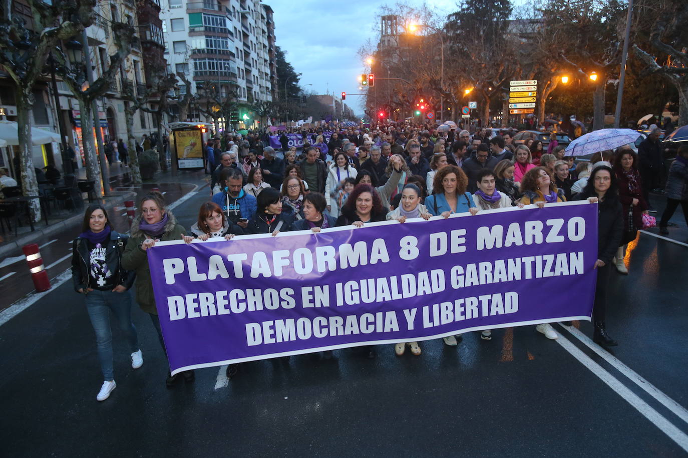 Fotos: Manifestación del 8M en Logroño bajo la lluvia