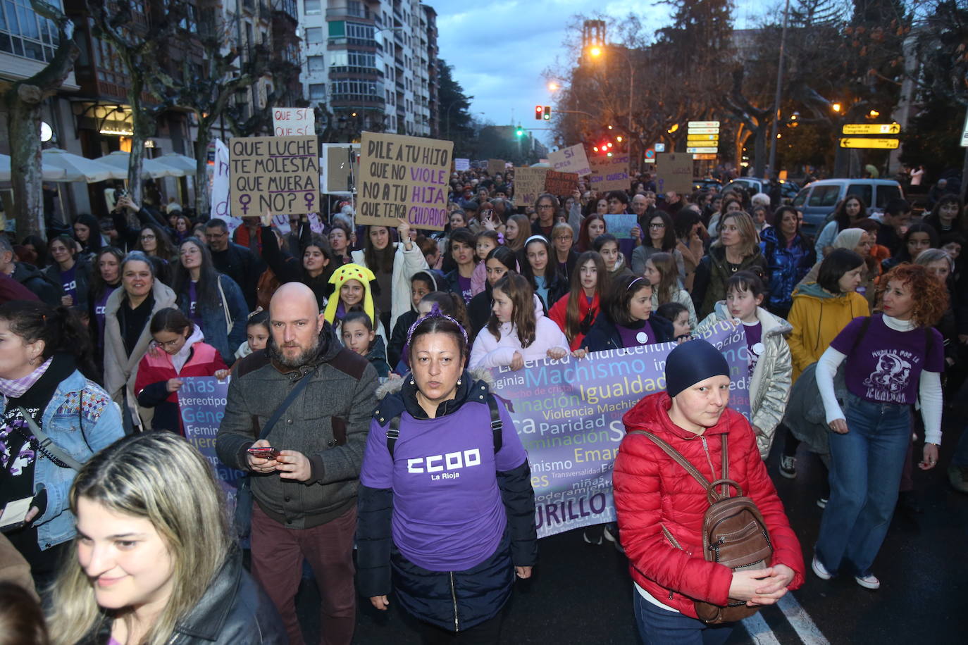 Fotos: Manifestación del 8M en Logroño bajo la lluvia