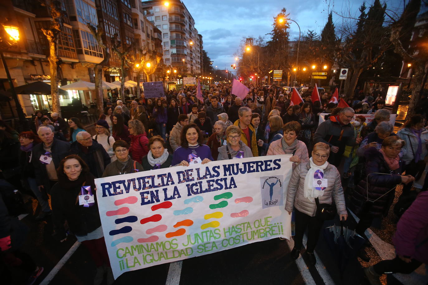 Fotos: Manifestación del 8M en Logroño bajo la lluvia