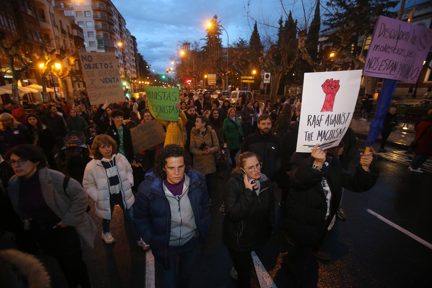 Fotos: Manifestación del 8M en Logroño bajo la lluvia