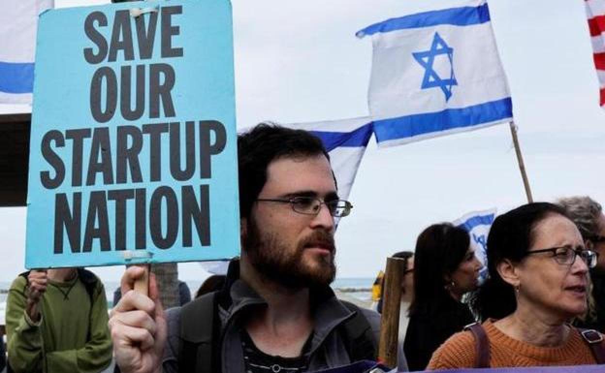 Una protesta celebrada en Tel Aviv el martes contra la reforma judicial.