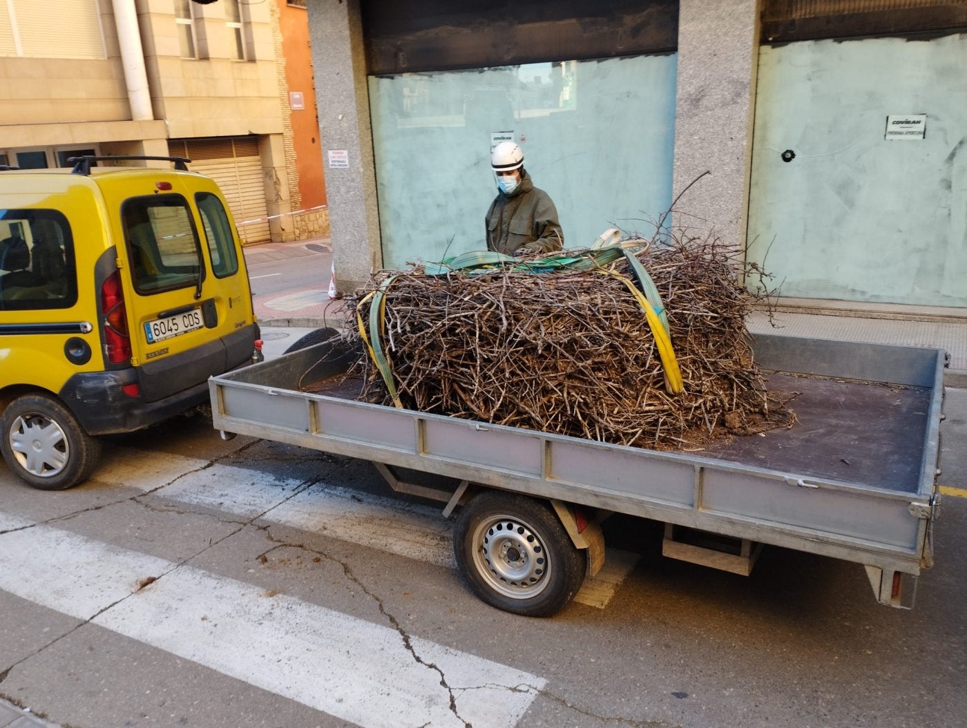 Parte del nido retirado de la torre de la iglesia de Villamediana.
