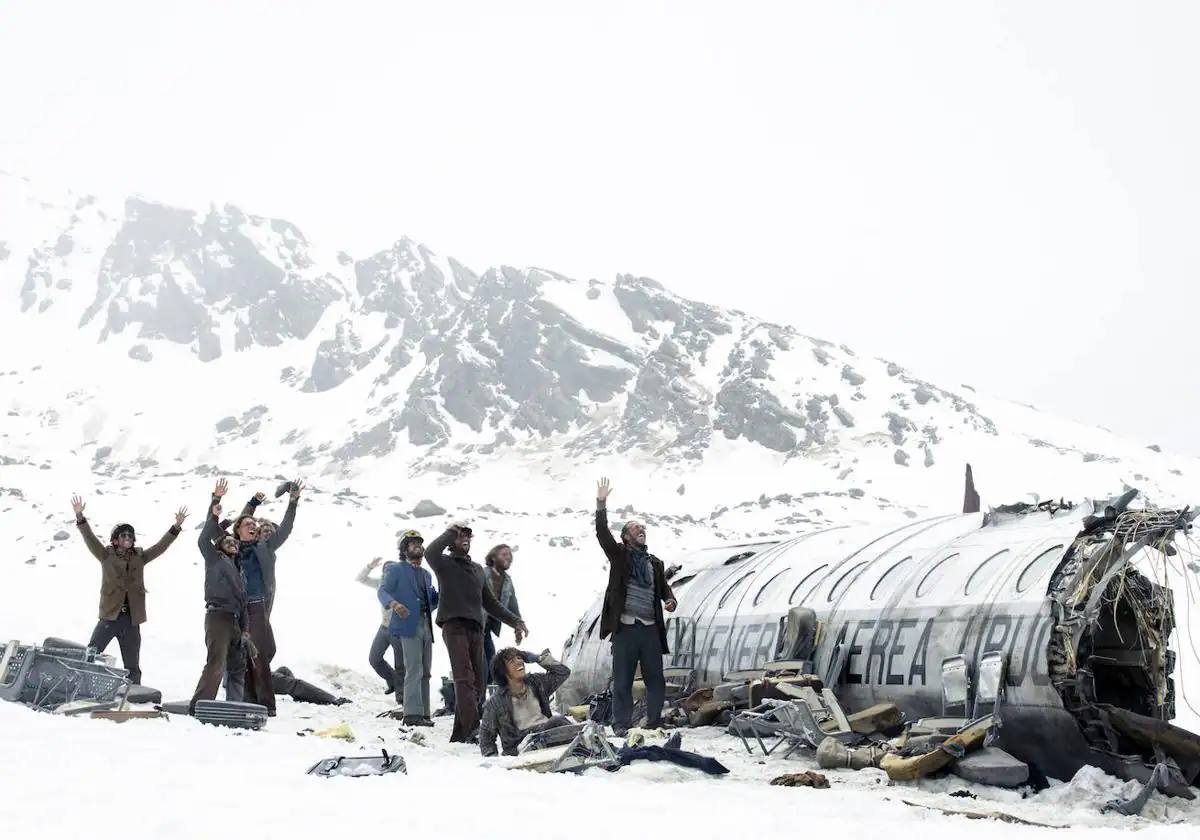 Escena de 'La sociedad de la nieve' rodada en Sierra Nevada, a principios de 2022.