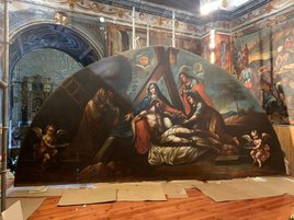 Resultado final de la restauración del lienzo de 'La Piedad'.