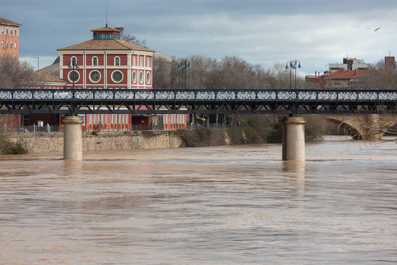 La crecida del Ebro en Logroño, en imágenes