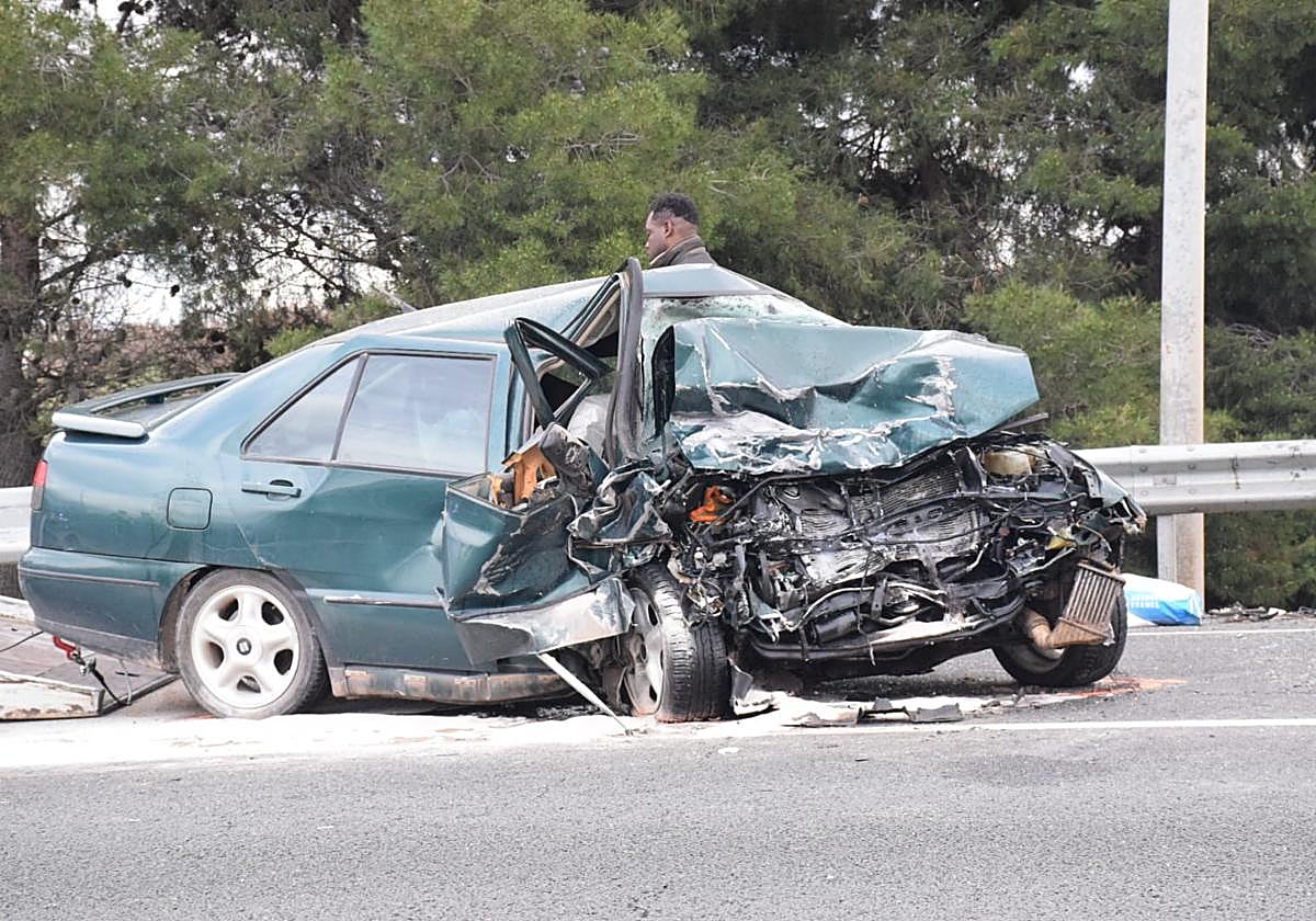 Estado en el que ha quedado uno de los vehículos tras la colisión.