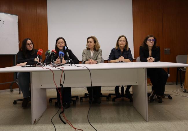 Laura Bea, Eva Martínez Ochoa, María Martín, María Ángeles Martínez de Salinas y María Jesús Chinchetru, en la presentación del plan.