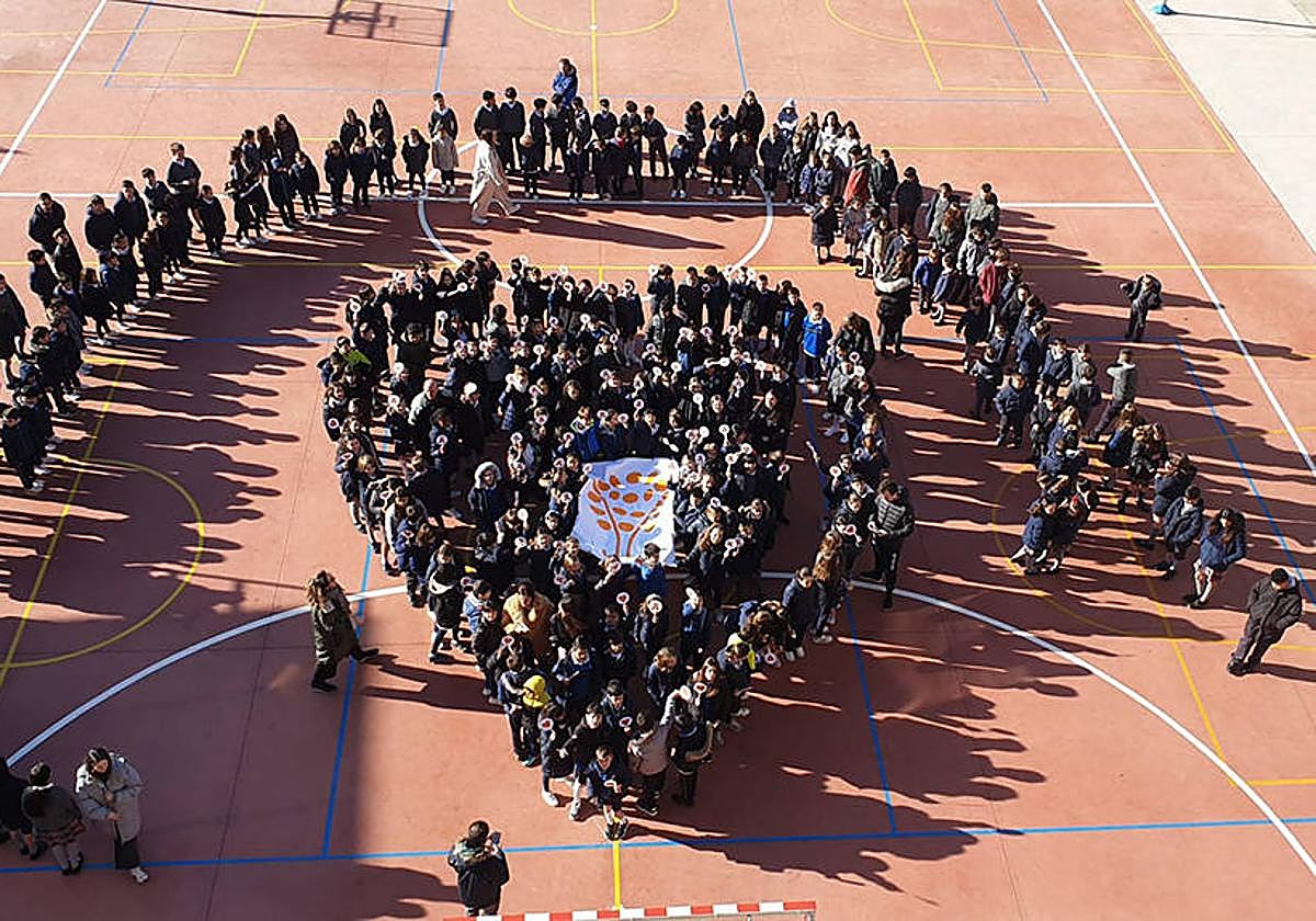 Los alumnos de La Enseñanza, en una imagen del acto de este martes.