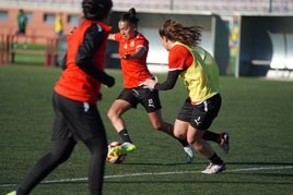 Las jugadoras del DUX Logroño durante un entrenamiento.