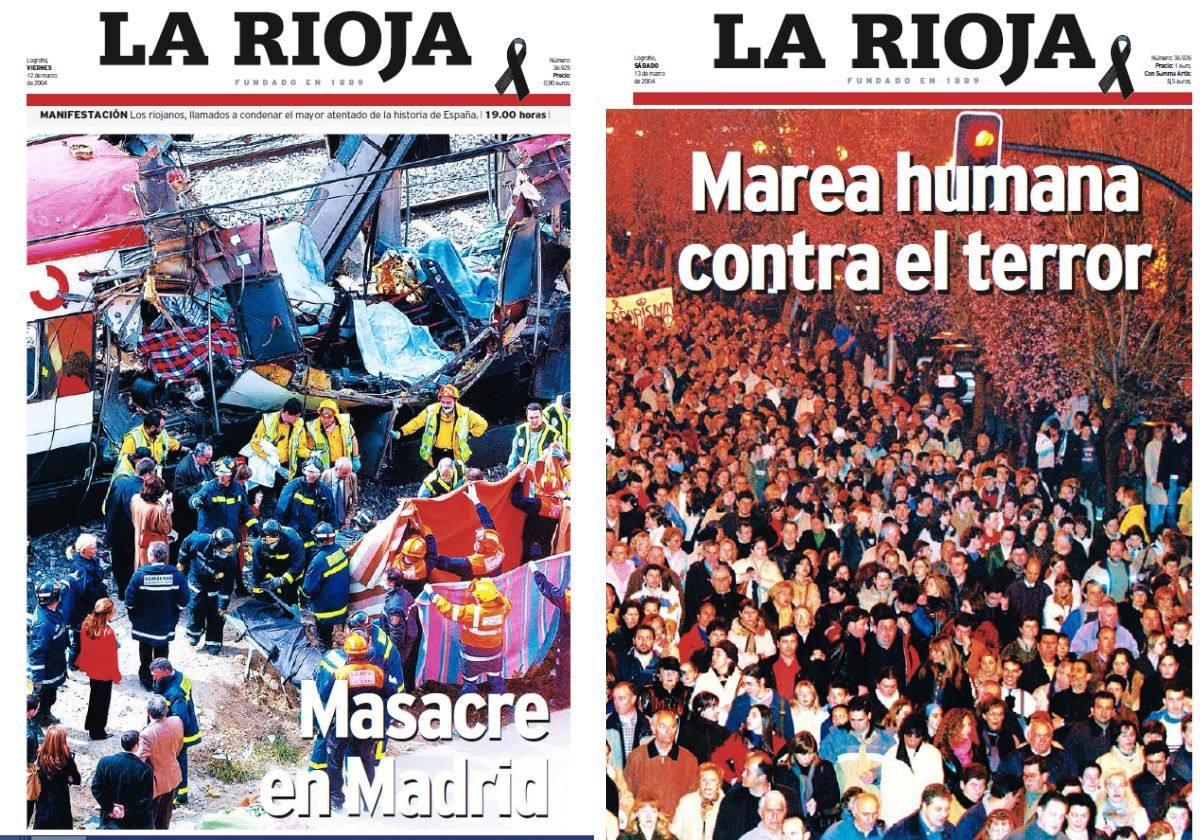 Portadas del 12 y del 13 de marzo de 2004.