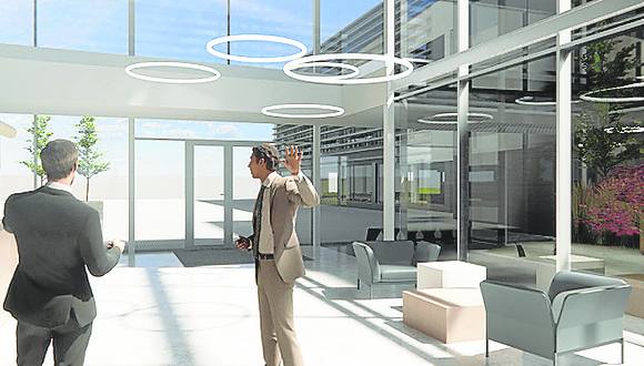 Imagen secundaria 1 - Recreación de los dos volúmenes, el vestíbulo y la plaza central del nuevo edificio y espacios interiores. 
