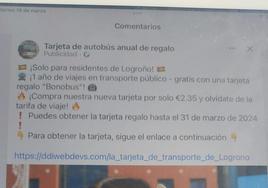 Alerta de estafa: el falso abono de un año de los autobuses de Logroño