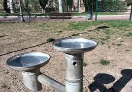 Una fuente sin grifo en la zona para perros de Chiribitas