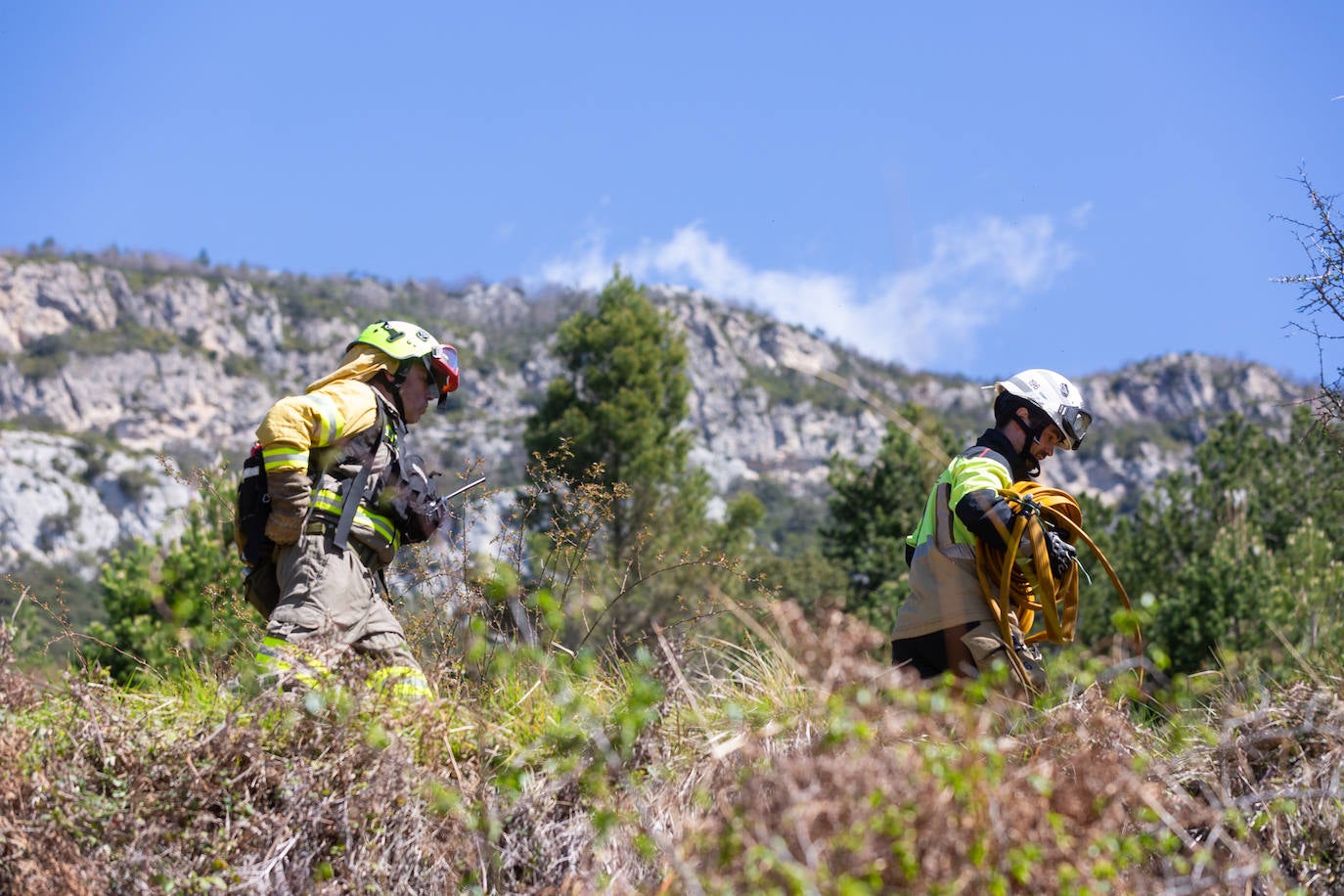 Las imágenes del simulacro de incendio forestal