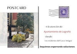 Postales 'turísticas' al Ayuntamiento sobre el descontrol de residuos en el Casco Antiguo