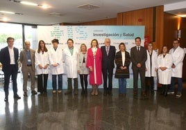 Responsables de Diario LA RIOJA, de la Consejería de Salud, de Fundación Rioja Salud e investigadores del Cibir, este lunes al inicio de la jornada 'Investigación y salud'.