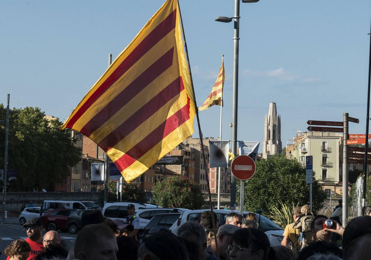 Una manifestación independentista en Gerona.