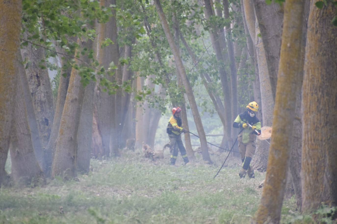 Una gran humareda en el incendio del parque del Iregua