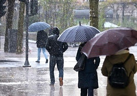 Jornada de lluvia en Logroño, el pasado invierno.