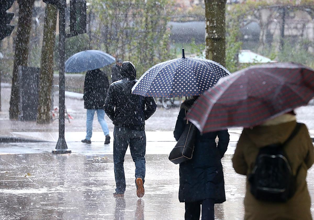 Jornada de lluvia en Logroño, el pasado invierno.
