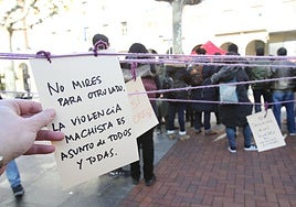 Acto de protesta contra la violencia machista en la capital riojana.