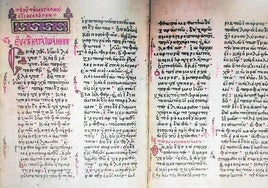 Una página de la Biblia manuscrita Eikosiphoinissa, robada en Grecia y devuelta por un museo de Washington