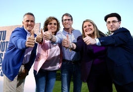 José María Pastor, Dolors Montserrat, Gonzalo Capellán, Esther Herranz y Mario Nafría al finalizar el mitin de Navarrete.