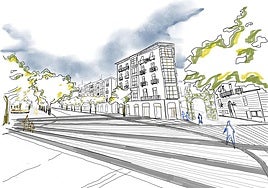 Ilustración del paso de peatones que se pretende para los Muros