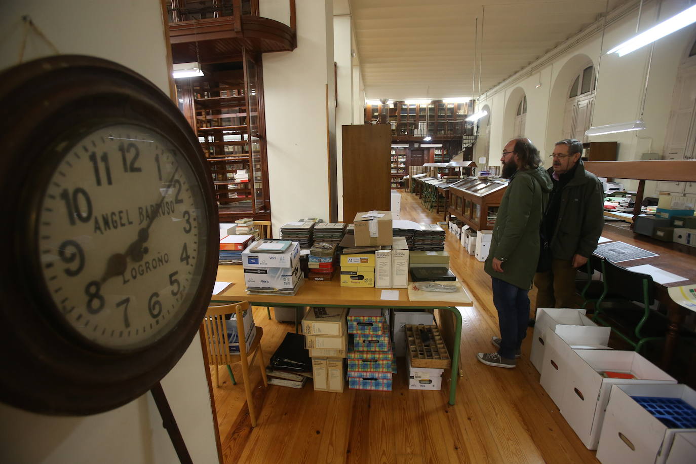 La biblioteca, con todo preparado, en la previa a la mudanza en mayo de 2017.