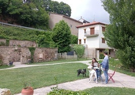 Una pareja de Madrid alojada en Villa Liquidámbar con sus dos perros.