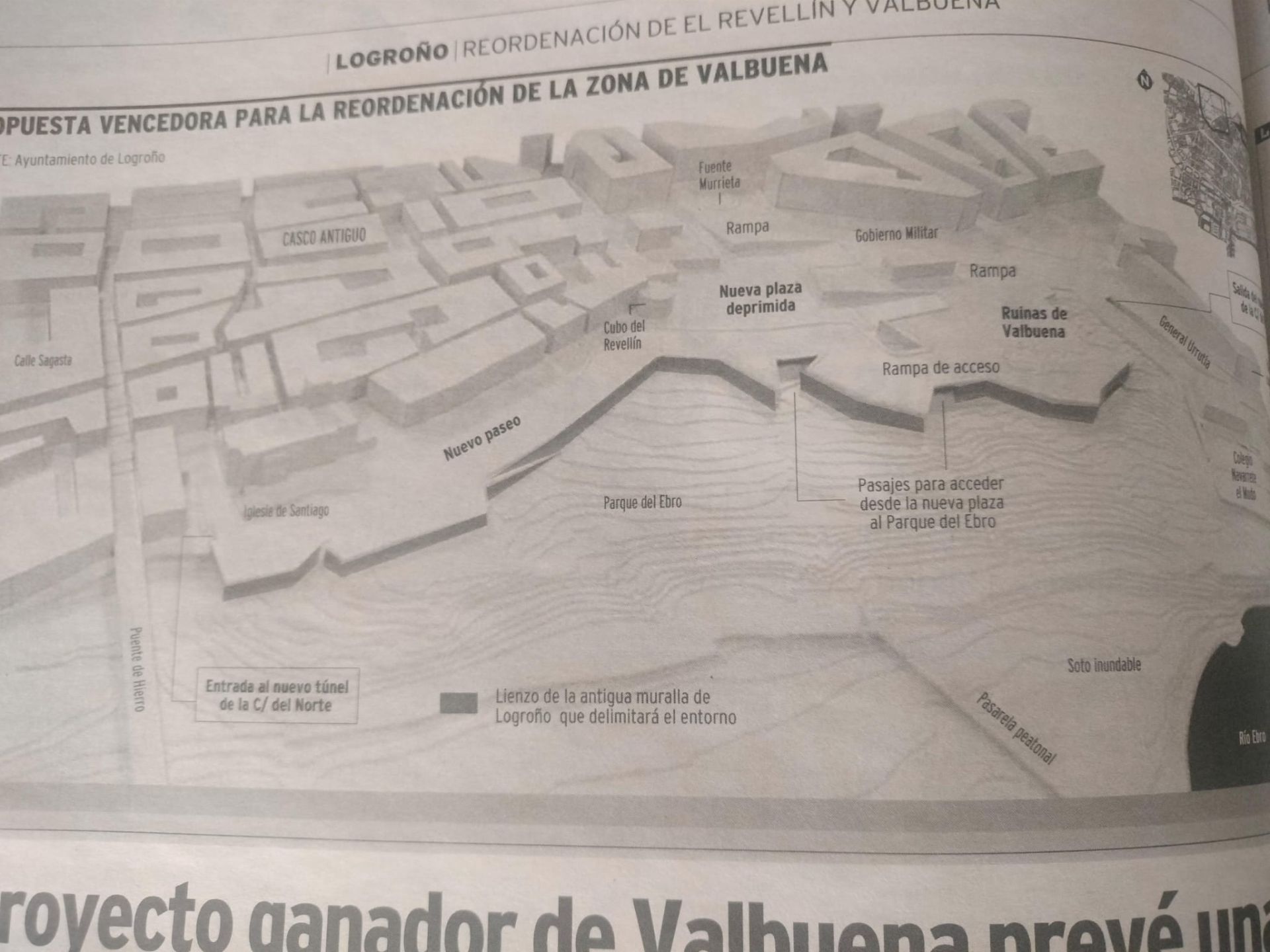 Página de Diario La Rioja de febrero de 2003 con el proyecto ganador firmado por Tuñón y Mansilla