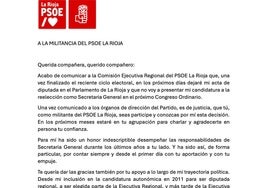 La carta a los militantes de Concha Andreu