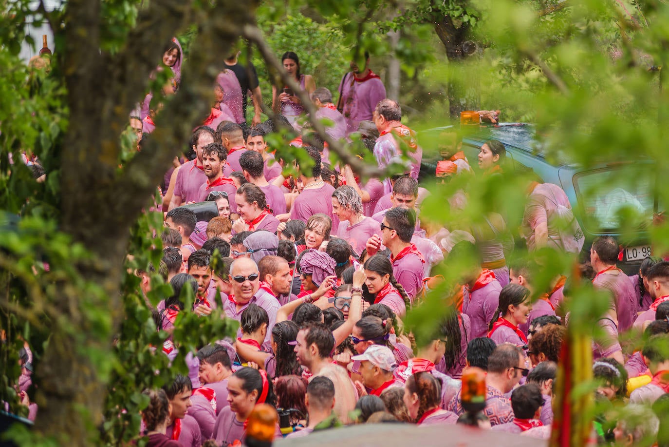 La Batalla del Vino de Haro tiñe los riscos