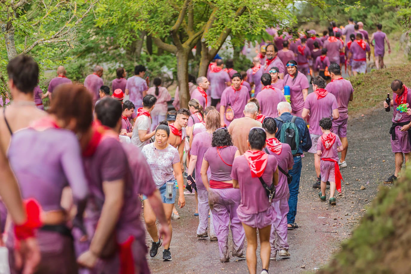 La Batalla del Vino de Haro tiñe los riscos