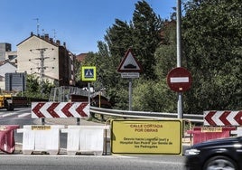 Señalización del corte por obras en Puente Madre.