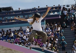 La española Daniela Terol, en la prueba de skate street, una disciplina nueva en los Juegos