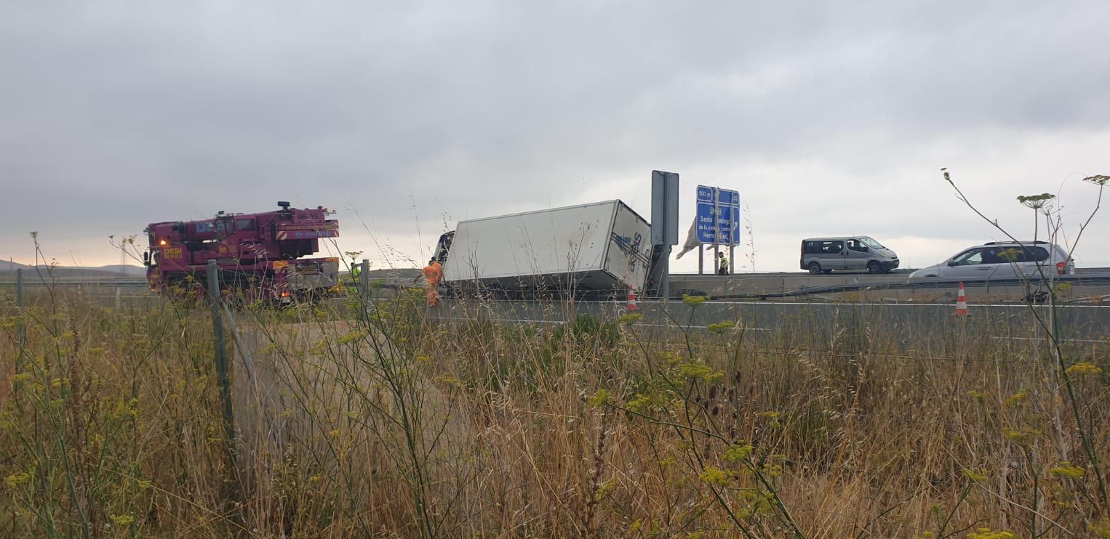 Camión accidentado en la A-12.